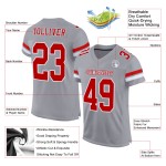 Maillot de football en maille gris personnalisé rouge-blanc authentique Maillot de football en maille gris personnalisé rouge-blanc authentique