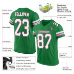 Maillot de football personnalisé authentique vert, blanc et rose en maille Maillot de football personnalisé authentique vert, blanc et rose en maille
