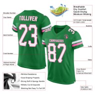Maillot de football personnalisé authentique vert, blanc et rose en maille