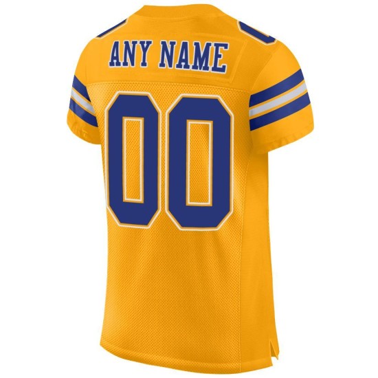 Maillot de football Royal-White Authentic Custom Mesh Gold Maillot de football Royal-White Authentic Custom Mesh Gold