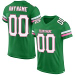 Maillot de football personnalisé authentique vert, blanc et rose en maille Maillot de football personnalisé authentique vert, blanc et rose en maille