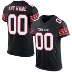 Maillot de football en maille noir, blanc et rouge, authentique et personnalisé Maillot de football en maille noir, blanc et rouge, authentique et personnalisé