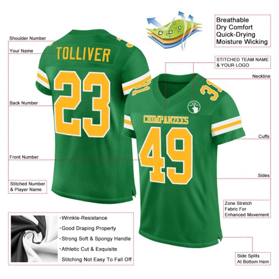 Maillot de football authentique vert, or et blanc, en maille personnalisée Maillot de football authentique vert, or et blanc, en maille personnalisée