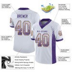 Maillot de football blanc tendance en maille personnalisée violet-or Maillot de football blanc tendance en maille personnalisée violet-or