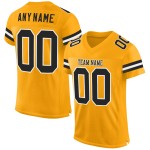 Maillot de football personnalisé authentique en maille or noir et blanc Maillot de football personnalisé authentique en maille or noir et blanc