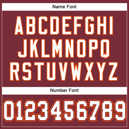 Maillot de football personnalisé en maille bordeaux authentique blanc-orange Maillot de football personnalisé en maille bordeaux authentique blanc-orange