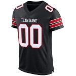 Maillot de football en maille noir, blanc et rouge, authentique et personnalisé Maillot de football en maille noir, blanc et rouge, authentique et personnalisé