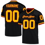 Maillot de football personnalisé authentique noir rétro en maille or-rouge Maillot de football personnalisé authentique noir rétro en maille or-rouge