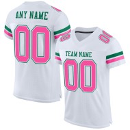 Maillot de football authentique Pink-Kelly personnalisé blanc maille verte
