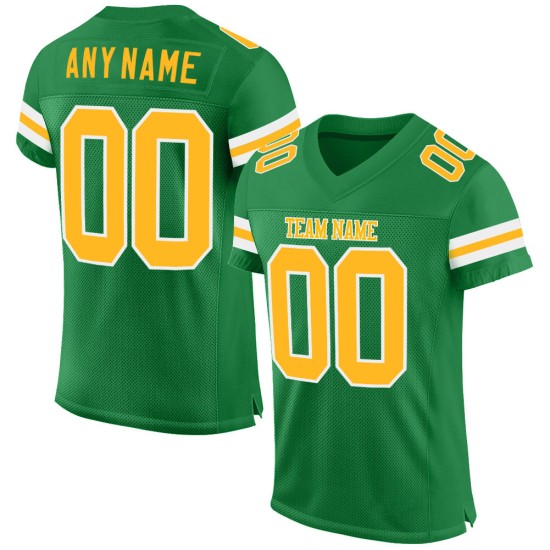 Maillot de football authentique vert, or et blanc, en maille personnalisée Maillot de football authentique vert, or et blanc, en maille personnalisée