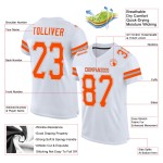 Maillot de football personnalisé blanc en maille authentique orange-gris Maillot de football personnalisé blanc en maille authentique orange-gris