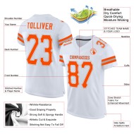 Maillot de football personnalisé blanc en maille authentique orange-gris