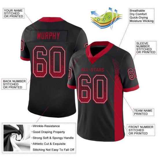 Maillot de football personnalisé rouge-gris Drift Mesh noir Maillot de football personnalisé rouge-gris Drift Mesh noir