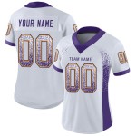 Maillot de football blanc tendance en maille personnalisée violet-or Maillot de football blanc tendance en maille personnalisée violet-or