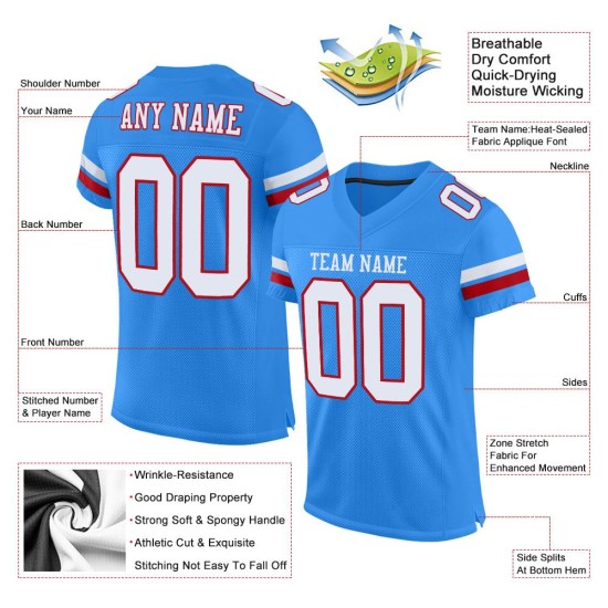 Maillot de football Powder Football Authentic Mesh personnalisé blanc-rouge bleu