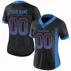 Maillot de football personnalisé en maille bleu-rouge Powder Drift Fashion Black
