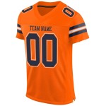 Maillot de football en maille orange bleu marine et blanc, personnalisé et authentique Maillot de football en maille orange bleu marine et blanc, personnalisé et authentique