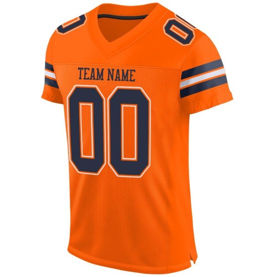 Maillot de football en maille orange bleu marine et blanc, personnalisé et authentique Maillot de football en maille orange bleu marine et blanc, personnalisé et authentique