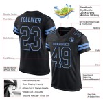 Maillot de football personnalisé en maille noir-bleu clair authentique Maillot de football personnalisé en maille noir-bleu clair authentique