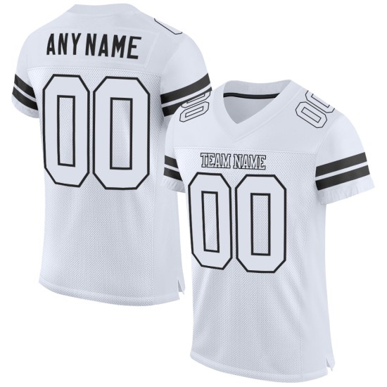 Maillot de football blanc et noir authentique en maille personnalisée Maillot de football blanc et noir authentique en maille personnalisée