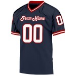 Maillot de football personnalisé authentique en maille bleu marine, blanc et rouge Maillot de football personnalisé authentique en maille bleu marine, blanc et rouge