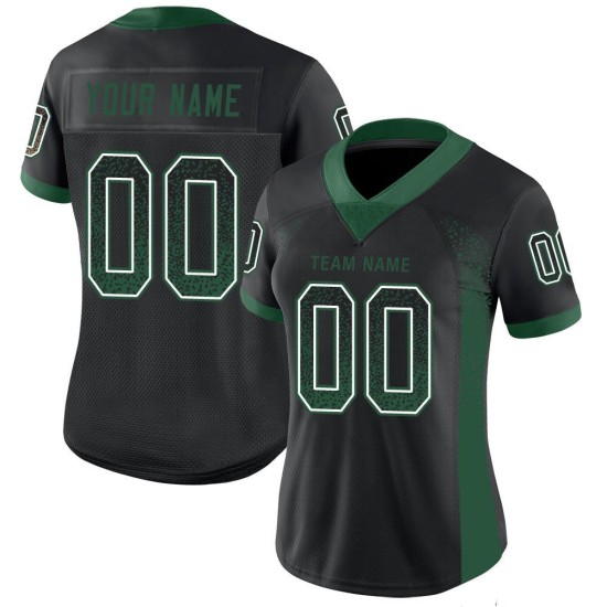 Maillot de football personnalisé Gotham Fashion vert et blanc en maille noire Drift Maillot de football personnalisé Gotham Fashion vert et blanc en maille noire Drift