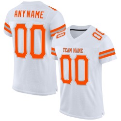 Maillot de football personnalisé blanc en maille authentique orange-gris