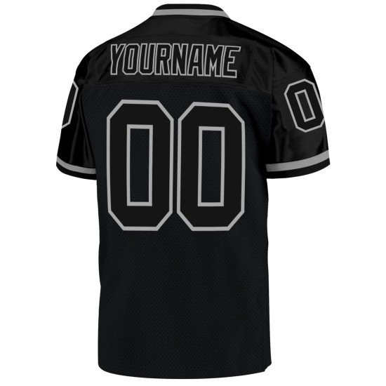 Maillot de football personnalisé en maille noir authentique noir-gris Maillot de football personnalisé en maille noir authentique noir-gris