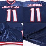 Maillot de football personnalisé authentique en maille bleu marine, blanc et rouge Maillot de football personnalisé authentique en maille bleu marine, blanc et rouge