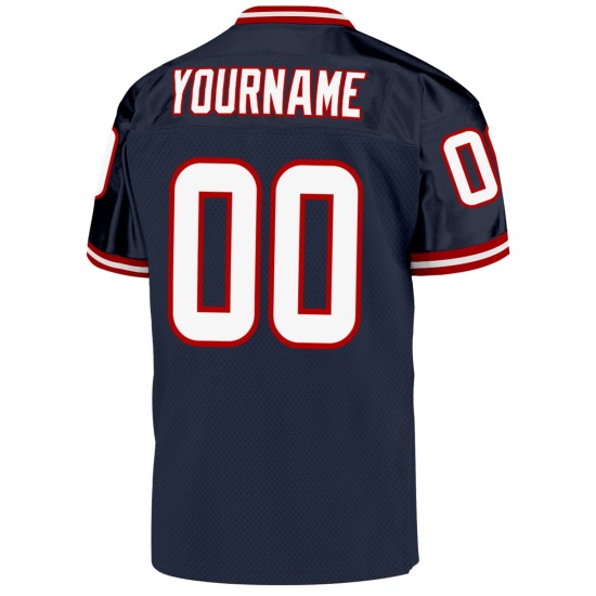 Maillot de football personnalisé authentique en maille bleu marine, blanc et rouge Maillot de football personnalisé authentique en maille bleu marine, blanc et rouge