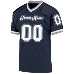 Maillot de football en maille bleu marine, blanc et gris, personnalisé, rétro, authentique Maillot de football en maille bleu marine, blanc et gris, personnalisé, rétro, authentique