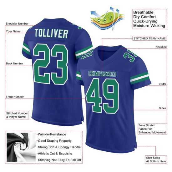Maillot de football Royal authentique vert-blanc en maille personnalisée Kelly Maillot de football Royal authentique vert-blanc en maille personnalisée Kelly