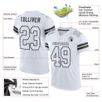 Maillot de football blanc et noir authentique en maille personnalisée Maillot de football blanc et noir authentique en maille personnalisée