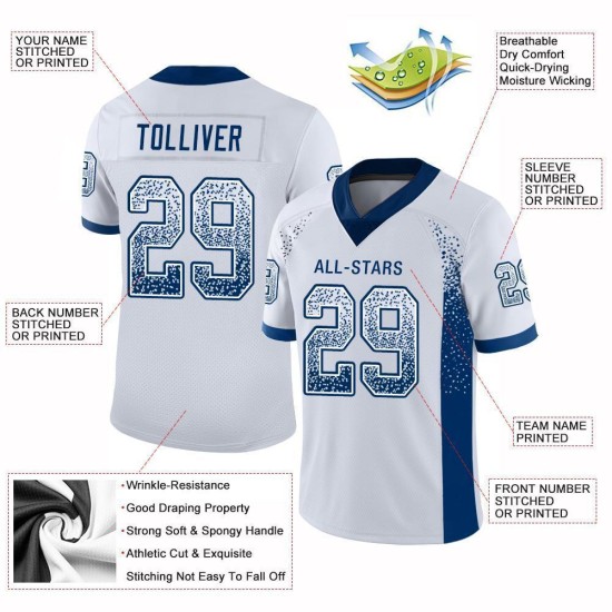 Maillot de football personnalisé en maille blanche royale Drift Maillot de football personnalisé en maille blanche royale Drift