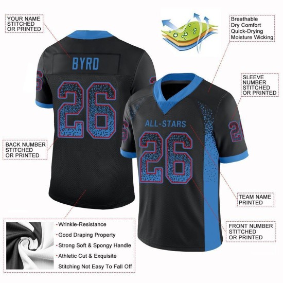 Maillot de football personnalisé en maille bleu-rouge Powder Drift Fashion Black Maillot de football personnalisé en maille bleu-rouge Powder Drift Fashion Black