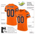 Maillot de football en maille orange bleu marine et blanc, personnalisé et authentique Maillot de football en maille orange bleu marine et blanc, personnalisé et authentique