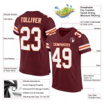 Maillot de football personnalisé en maille bordeaux authentique blanc-orange Maillot de football personnalisé en maille bordeaux authentique blanc-orange