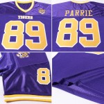 Maillot de football rétro en maille or-blanc authentique personnalisé violet Maillot de football rétro en maille or-blanc authentique personnalisé violet