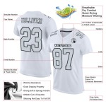 Maillot de football personnalisé en maille authentique blanc argent-noir Maillot de football personnalisé en maille authentique blanc argent-noir