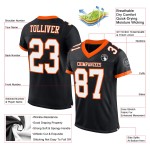 Maillot de football authentique noir blanc-orange en maille personnalisée Maillot de football authentique noir blanc-orange en maille personnalisée