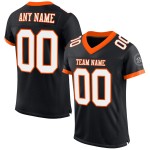 Maillot de football authentique noir blanc-orange en maille personnalisée Maillot de football authentique noir blanc-orange en maille personnalisée
