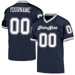 Maillot de football en maille bleu marine, blanc et gris, personnalisé, rétro, authentique Maillot de football en maille bleu marine, blanc et gris, personnalisé, rétro, authentique
