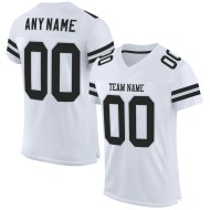 Maillot de football en maille noir-argent authentique personnalisé blanc
