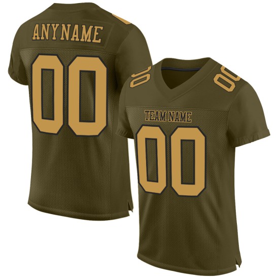 Service de football pour saluer l'ancien maillot en maille authentique personnalisée olive or-noir Service de football pour saluer l'ancien maillot en maille authentique personnalisée olive or-noir
