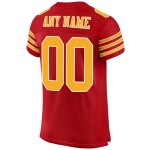 Maillot de football personnalisé en maille rouge authentique or-blanc Maillot de football personnalisé en maille rouge authentique or-blanc