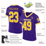 Maillot de football rétro en maille or-blanc authentique personnalisé violet Maillot de football rétro en maille or-blanc authentique personnalisé violet