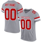 Maillot de football en maille gris personnalisé rouge-blanc authentique Maillot de football en maille gris personnalisé rouge-blanc authentique