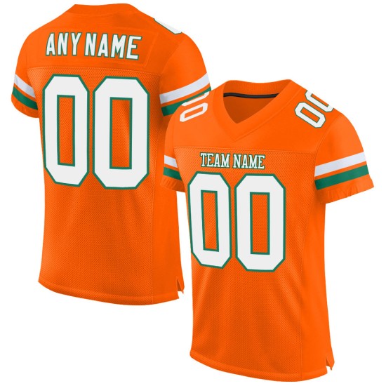 Maillot de football blanc-Kelly authentique personnalisé orange maille verte Maillot de football blanc-Kelly authentique personnalisé orange maille verte