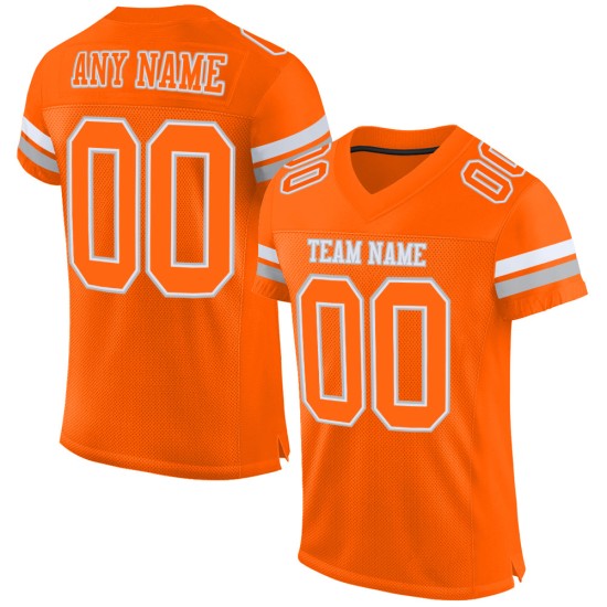 Maillot de football personnalisé orange mesh blanc-gris authentique Maillot de football personnalisé orange mesh blanc-gris authentique