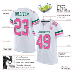 Maillot de football authentique Pink-Kelly personnalisé blanc maille verte